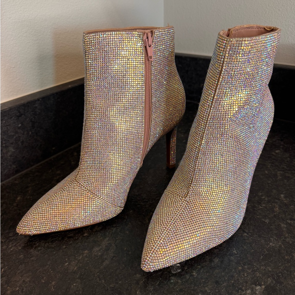 Steve Madden Glittering Silver Heeled Boots - Picture 5 of 7